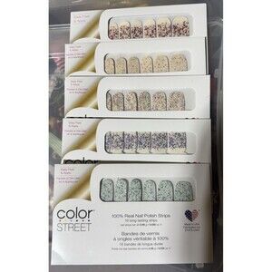 Lot of 5 Color Street Nail Polish Strips Glitter Overlay Retired Sets NIP